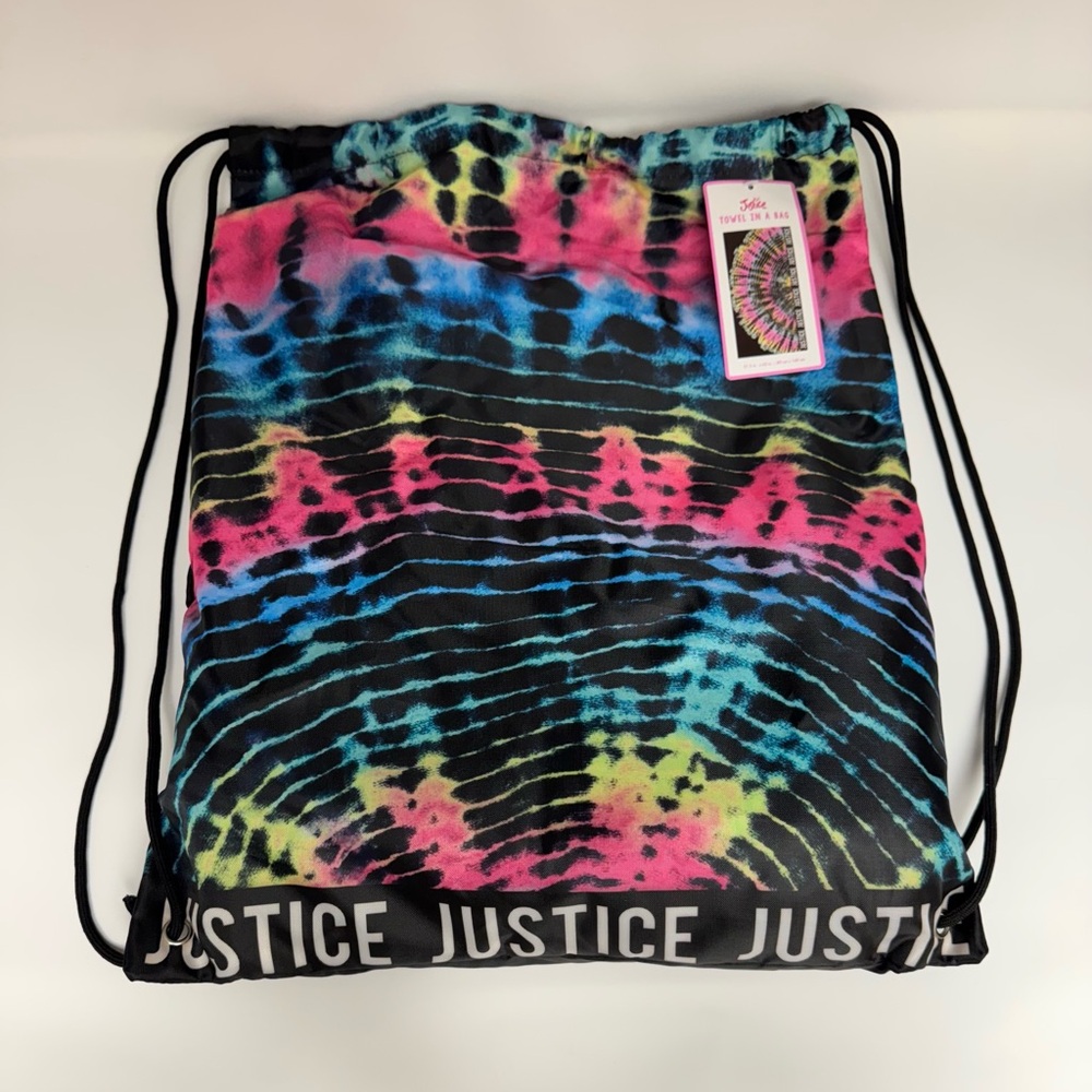 Justice Tie Dye Beach Towel In Bag Drawstring